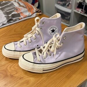 Converse High-Tops in Light Purple with Cream Accents